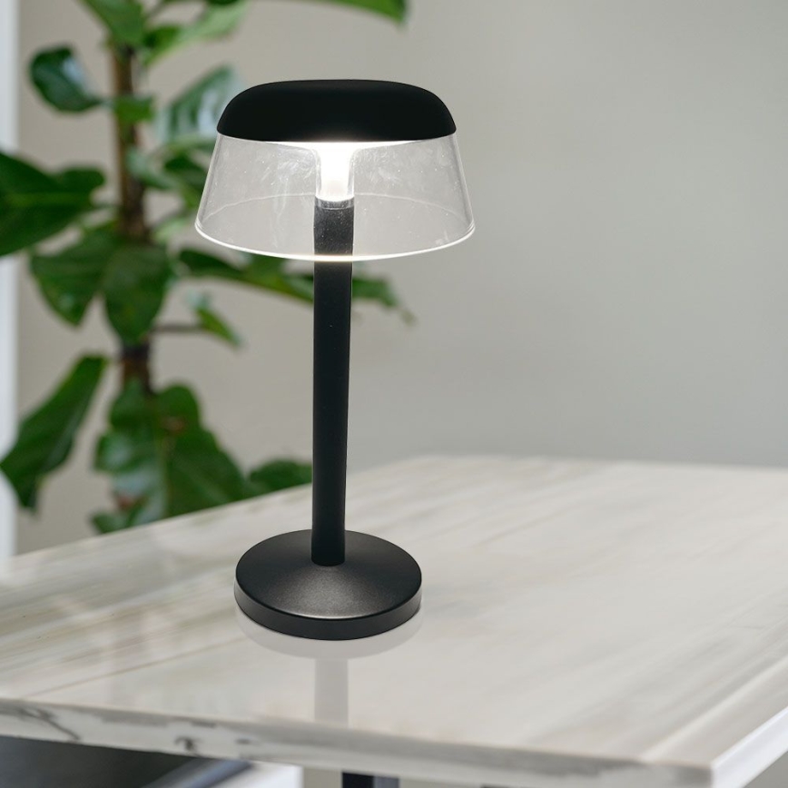 LED Акумуляторна сенсорна настільна лампа з регулюванням яскравості LED/3W/5V 3000-6000K 1800 mAh чорний