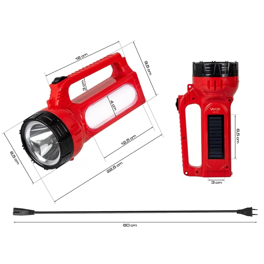 LED Акумуляторний ліхтарик на сонячній батареї LED/7W/230V 400 лм 3200 mAh