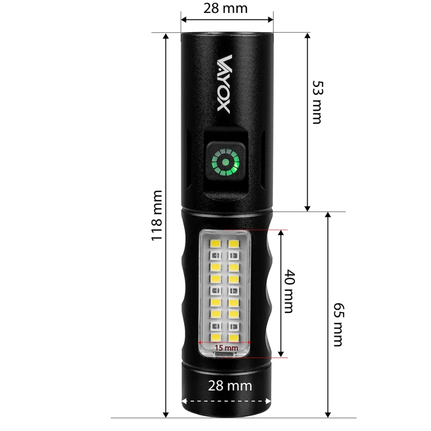 LED Акумуляторний ліхтарик з регулюванням яскравості з червоним світлом LED/5W/5V IPX4 250 лм 2000 mAh