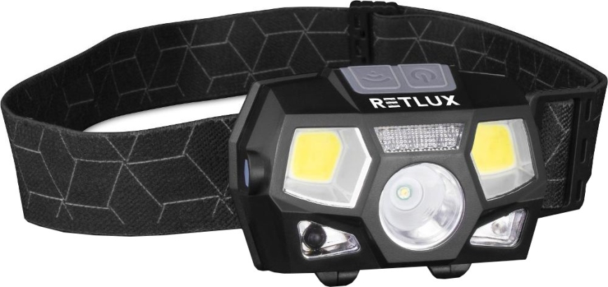 LED акумуляторний налобний ліхтар з датчиком LED/3W/900 mAh IP44 чорний