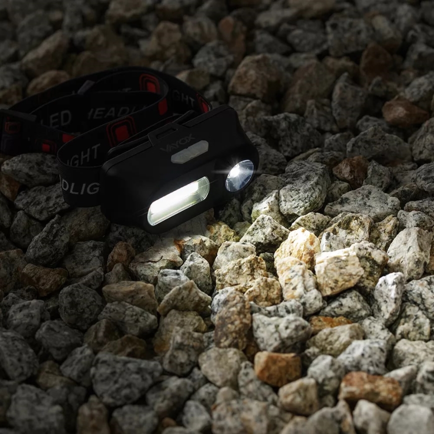 LED Акумуляторний налобний ліхтар з регулюванням яскравості 2xLED/5V IP44 210 лм 2000 mAh