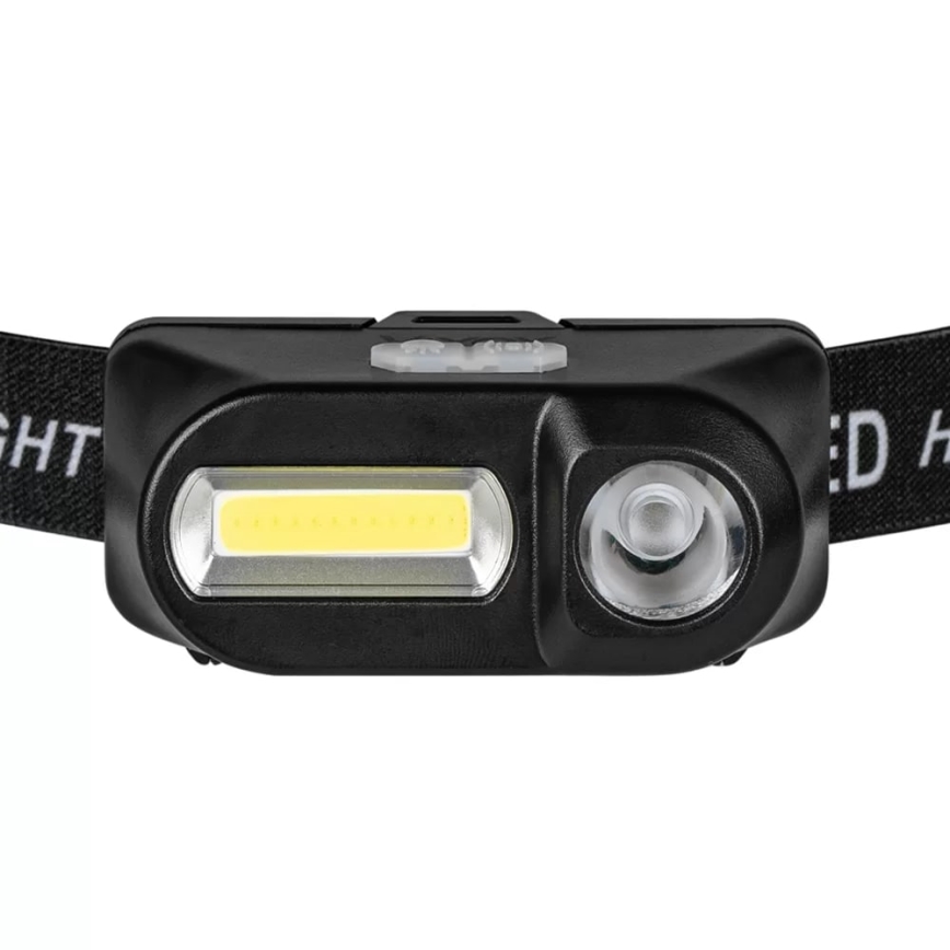 LED Акумуляторний налобний ліхтар з регулюванням яскравості 2xLED/5V IP44 210 лм 2000 mAh