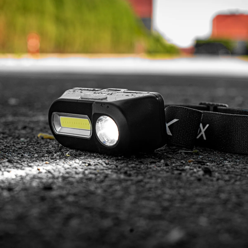 LED Акумуляторний налобний ліхтар з регулюванням яскравості 2xLED/5V IPX4 250 лм 2000 mAh