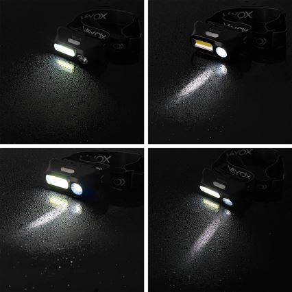 LED Акумуляторний налобний ліхтар з регулюванням яскравості 2xLED/5V IPX4 250 лм 2000 mAh
