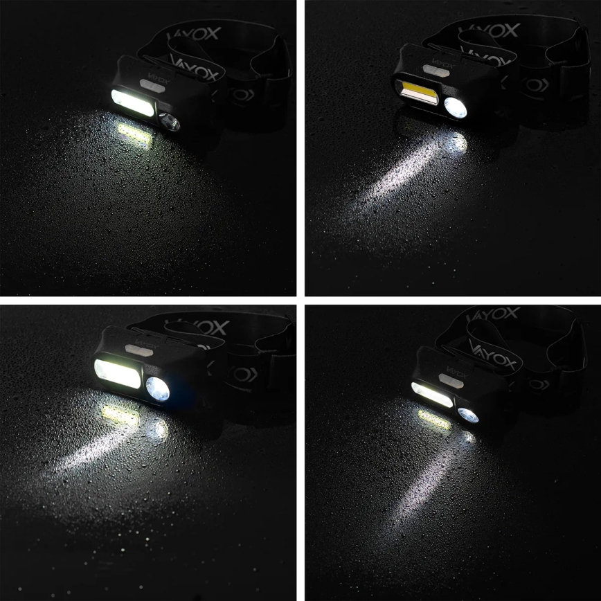LED Акумуляторний налобний ліхтар з регулюванням яскравості 2xLED/5V IPX4 250 лм 2000 mAh