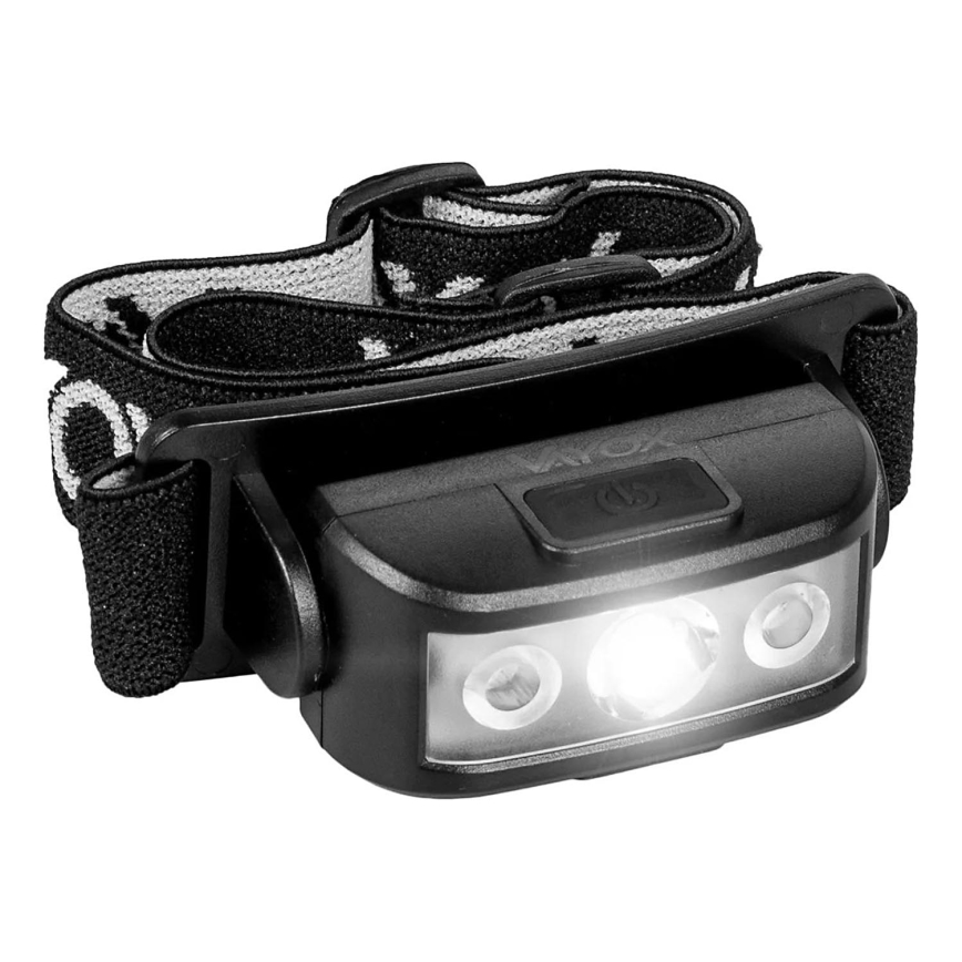 LED Акумуляторний налобний ліхтар з регулюванням яскравості 3xLED/5V IPX4 100 лм 1200 mAh