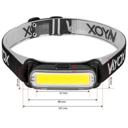 LED Акумуляторний налобний ліхтар з регулюванням яскравості LED/5V IPX4 300 лм 1200 mAh