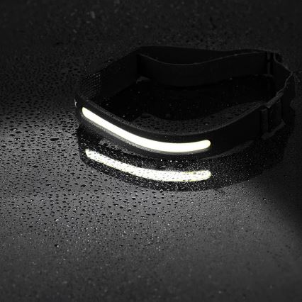 LED Акумуляторний налобний ліхтар з регулюванням яскравості з датчиком 2xLED/5V IP44 350 лм 1200 mAh