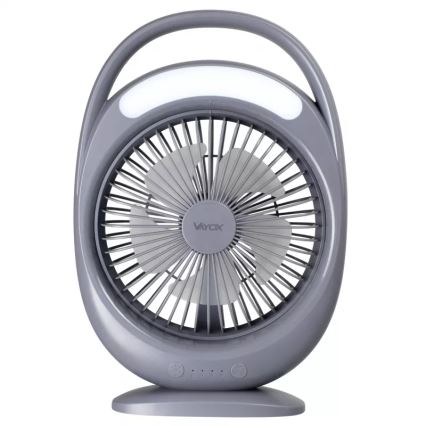 LED акумуляторний настільний вентилятор з LED-підсвічуванням LED/2,8W/5V USB 2400 mAh сірий