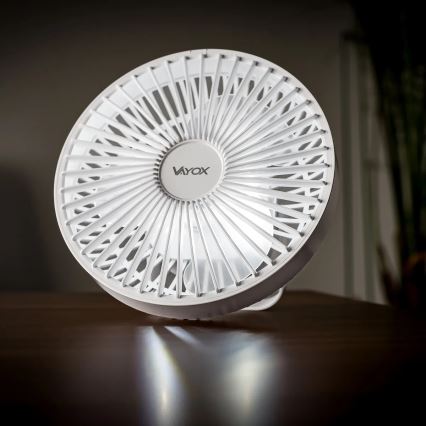 LED Акумуляторний настільний вентилятор зі світлодіодною підсвіткою LED/2W/5V USB 2400 mAh білий