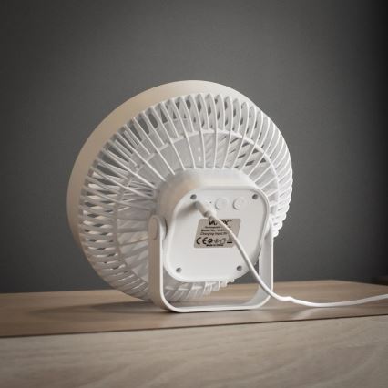 LED Акумуляторний настільний вентилятор зі світлодіодною підсвіткою LED/2W/5V USB 2400 mAh білий
