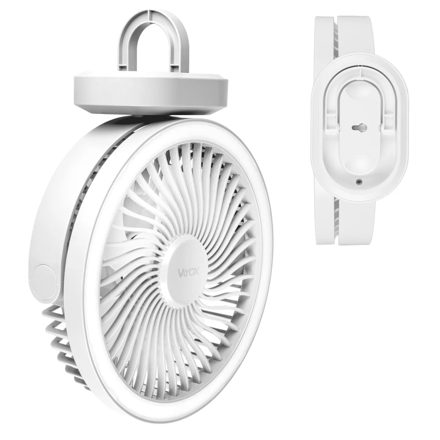 LED Акумуляторний настільний вентилятор зі світлодіодною підсвіткою LED/3W/5V USB 2400 mAh білий