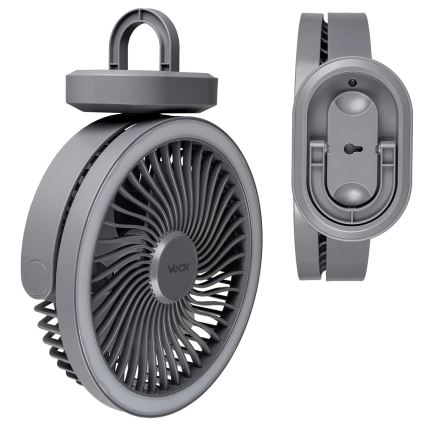 LED Акумуляторний настільний вентилятор зі світлодіодною підсвіткою LED/3W/5V USB 2400 mAh сірий