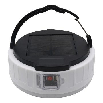 LED Акумуляторний світильник на сонячній батареї з регулюванням яскравості з функцією Power Bank K3 LED/2W/5,5V 6500K IPX4 1200 mAh чорний/білий