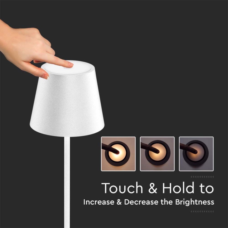 LED Акумуляторний торшер з регулюванням яскравості 3в1 LED/4W/5V 4400 mAh 3000K IP54 білий