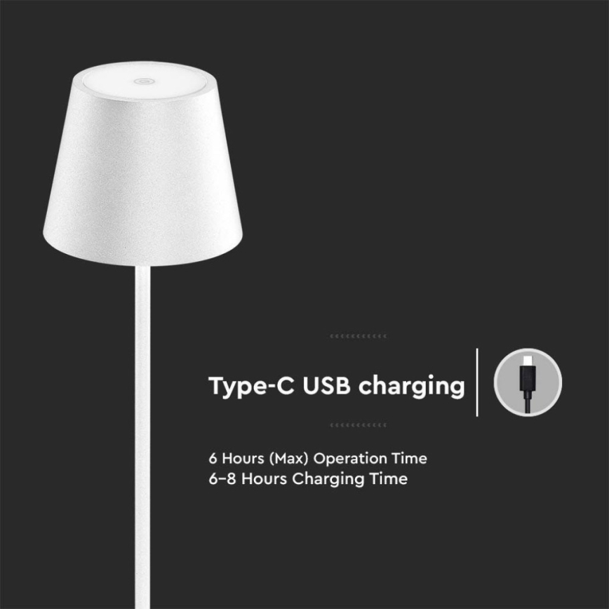 LED Акумуляторний торшер з регулюванням яскравості 3в1 LED/4W/5V 4400 mAh 3000K IP54 білий