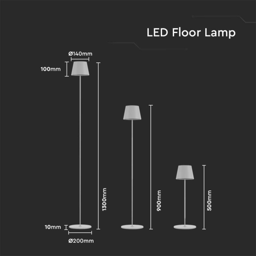 LED Акумуляторний торшер з регулюванням яскравості 3в1 LED/4W/5V 4400 mAh 3000K IP54 білий