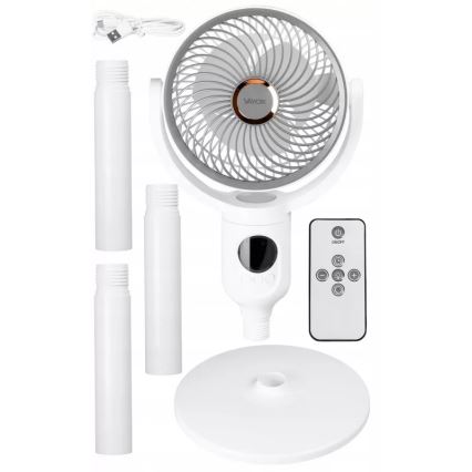 LED акумуляторний підлоговий вентилятор з LED-підсвіткою LED/4,8W/5V USB 7200 mAh білий + пульт дистанційного керування