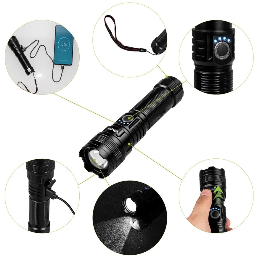 Светодиодный регулируемый по яркости аккумуляторный фонарь с функцией powerbank LED/10W/5V IPX4 600 лм 2000 мАч