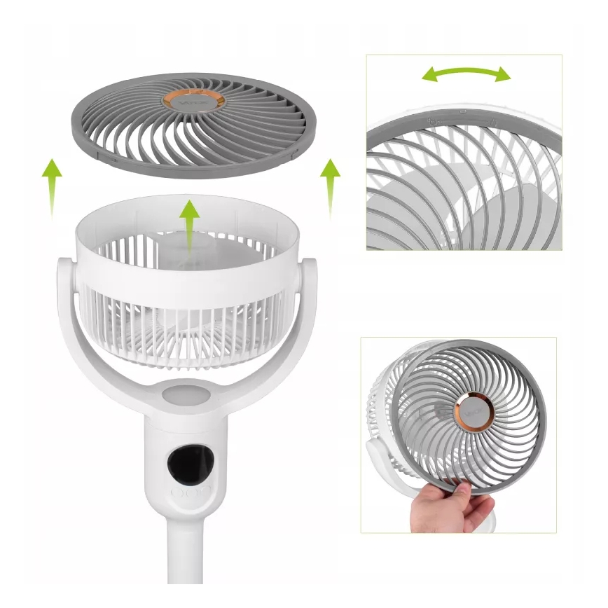 LED аккумуляторный напольный вентилятор с LED-подсветкой LED/4,8W/5V USB 7200 mAh белый + пульт дистанционного управления