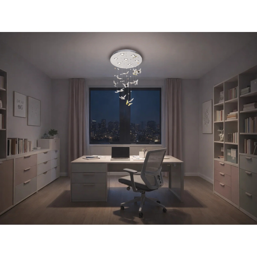 LED хрустальная потолочная люстра MURU LED/24W/230V Ø 40 см глянцевый хром + пульт дистанционного управления