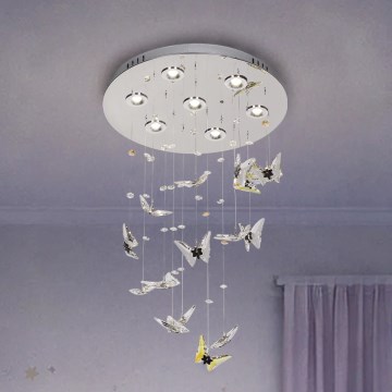 LED хрустальная потолочная люстра MURU LED/24W/230V Ø 40 см глянцевый хром + пульт дистанционного управления
