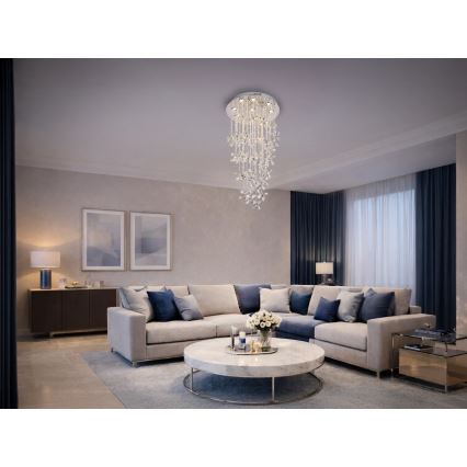 LED хрустальная потолочная люстра SAMOA LED/30 Вт/230 В, диаметр 40 см, глянцевый хром + пульт дистанционного управления
