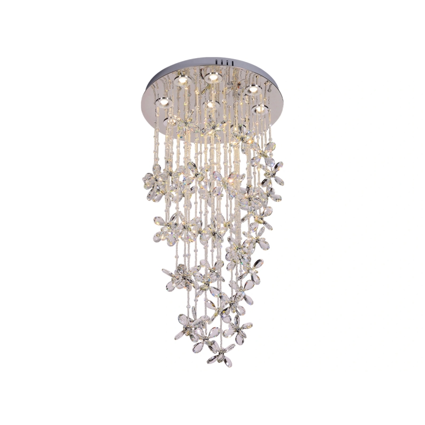 LED хрустальная потолочная люстра SAMOA LED/30 Вт/230 В, диаметр 40 см, глянцевый хром + пульт дистанционного управления