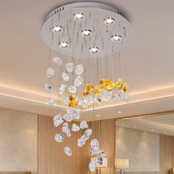 LED хрустальный потолочный светильник AVARA 24 Вт/230 В Ø 40 см, глянцевый хром + пульт дистанционного управления