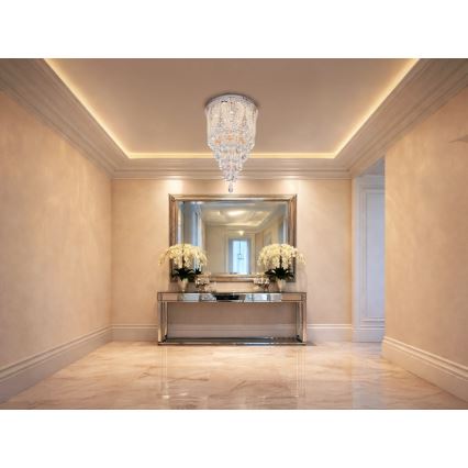 Хрустальная потолочная LED-люстра MAJURO, 30 Вт/230 В, Ø 40 см, полированный хром, с пультом дистанционного управления