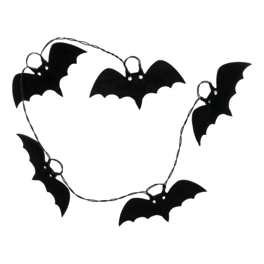 LED Декоративна гірлянда HALLOWEEN 10xLED/2xAA/теплий білий 1,3м кажани
