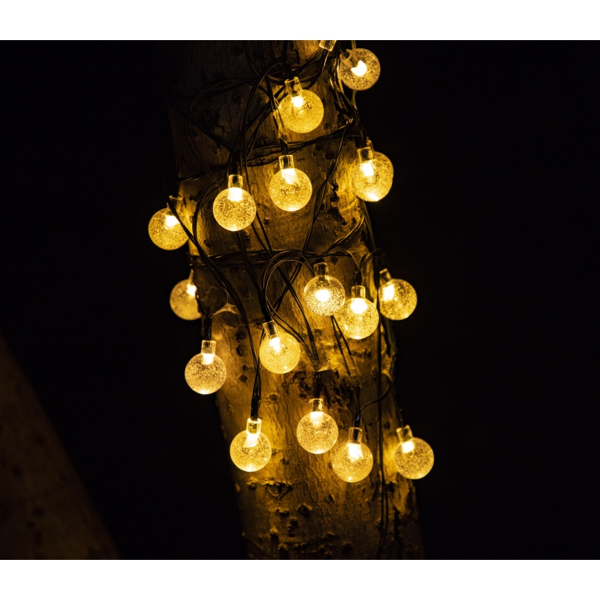 LED Декоративна гірлянда на сонячній батареї BUBBLE GLASS 20xLED/8 функцій 4,85 м 600 mAh IP44 теплий білий