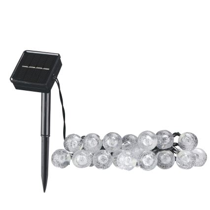 LED Декоративна гірлянда на сонячній батареї BUBBLE GLASS 20xLED/8 функцій 4,85 м 600 mAh IP44 теплий білий