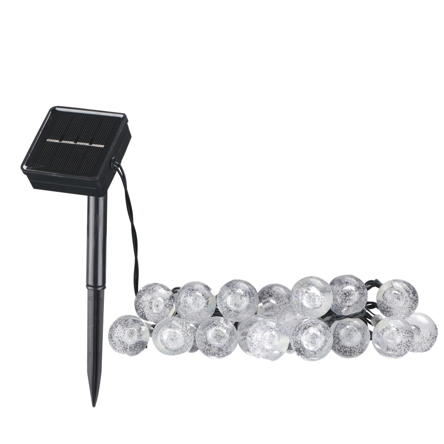LED Декоративна гірлянда на сонячній батареї BUBBLE GLASS 20xLED/8 функцій 4,85 м 600 mAh IP44 теплий білий
