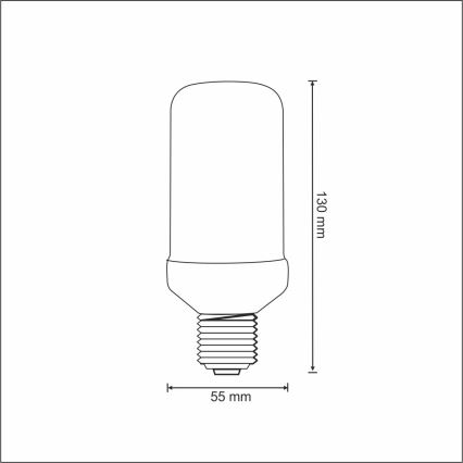 LED декоративна лампочка FLAME T60 E27/3W/230V 1400K