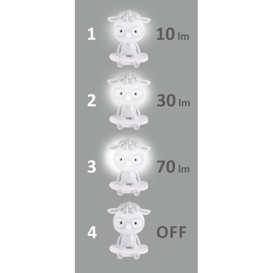 LED Димерна дитяча приліжкова лампа LED/2,5W/230V сіра вівця