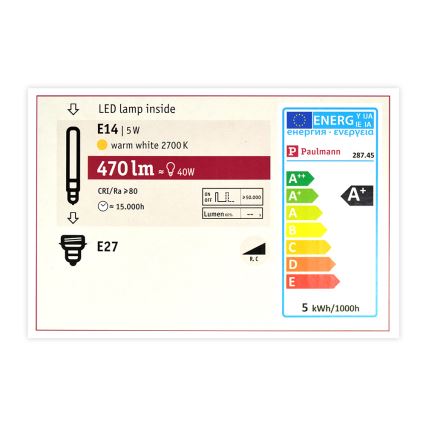 LED Димерна лампочка MOSAIC G125 E27/5W/230V 2700K - Paulmann 28745