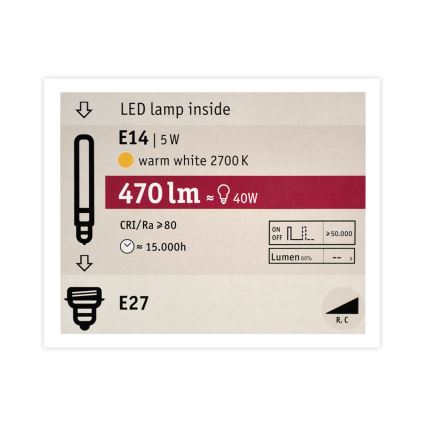LED Димерна лампочка MOSAIC G125 E27/5W/230V 2700K - Paulmann 28747