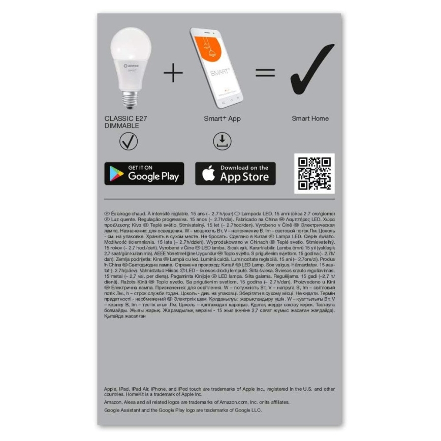 LED Димерна лампочка SMART+ E27/14W/230V 2700K Wi-Fi - Ledvance