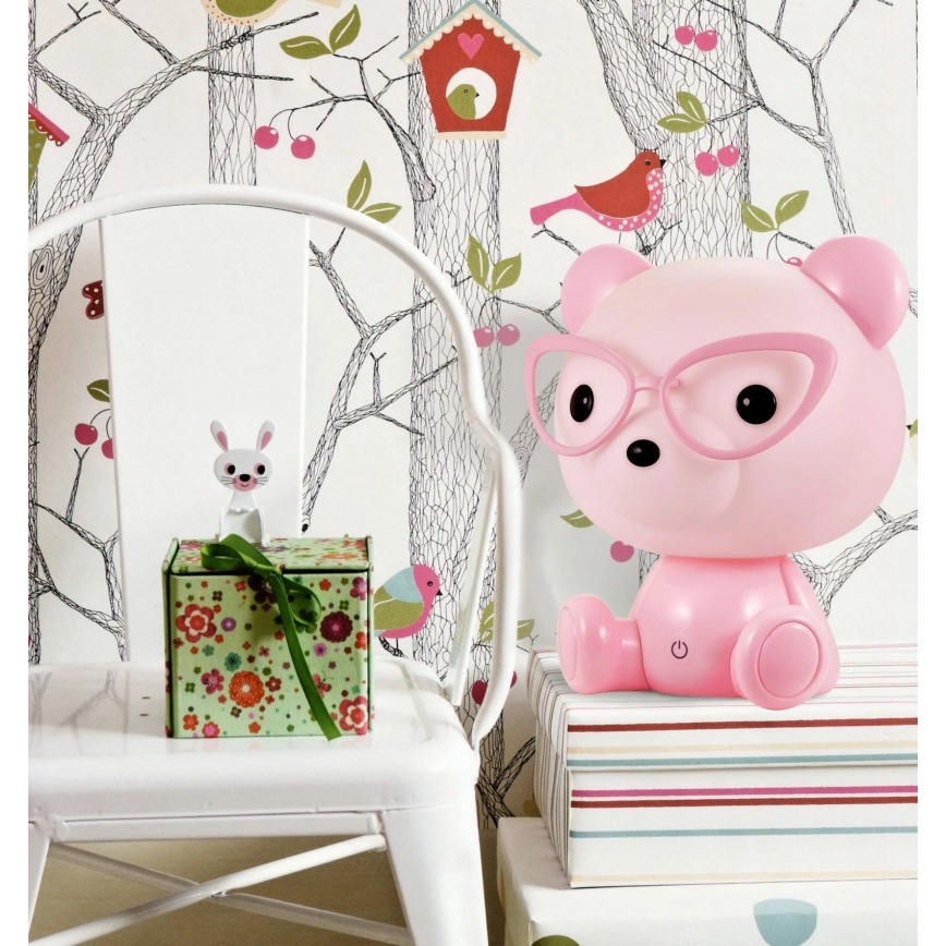 LED Димерний дитячий нічник LED/2,5W ведмедик рожевий