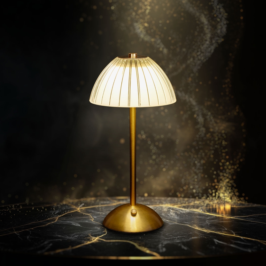Диммируемая перезаряжаемая настольная лампа PARIS, LED/2W/5V, 2700K/4000K/6500K, 800 mAh, золотая