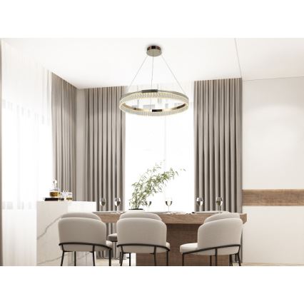 LED диммируемая хрустальная подвесная люстра на тросе THALIA LED/55W/230V 3000-6000K диаметр 80 см + пульт дистанционного управления