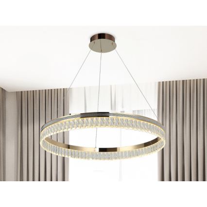 LED диммируемая хрустальная подвесная люстра на тросе THALIA LED/55W/230V 3000-6000K диаметр 80 см + пульт дистанционного управления
