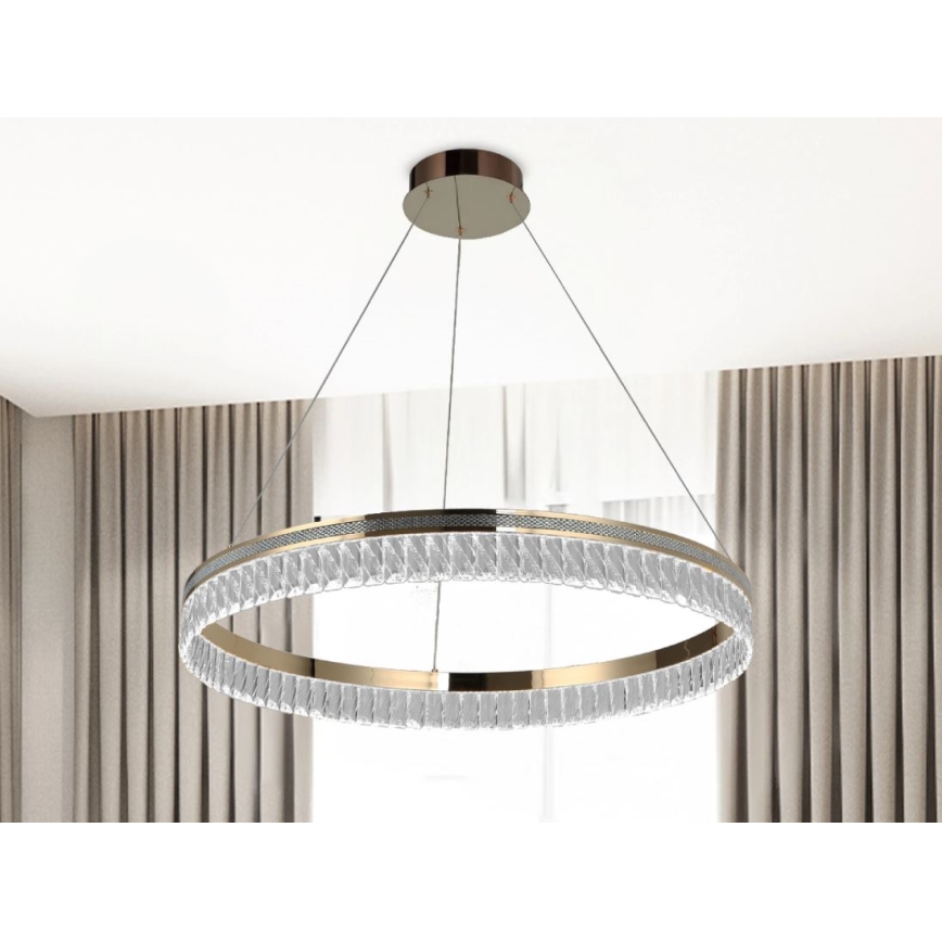 LED диммируемая хрустальная подвесная люстра на тросе THALIA LED/55W/230V 3000-6000K диаметр 80 см + пульт дистанционного управления
