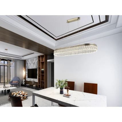 Диммируемая хрустальная люстра на тросовом подвесе THALIA LED/50W/230V 3000-6000K + пульт дистанционного управления