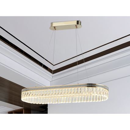 Диммируемая хрустальная люстра на тросовом подвесе THALIA LED/50W/230V 3000-6000K + пульт дистанционного управления