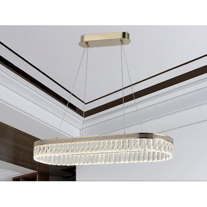 Диммируемая хрустальная люстра на тросовом подвесе THALIA LED/50W/230V 3000-6000K + пульт дистанционного управления