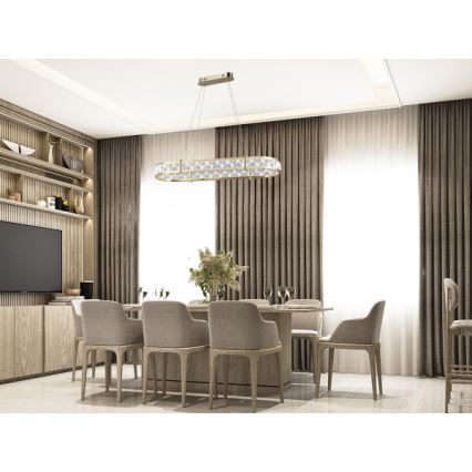 Диммируемая светодиодная хрустальная люстра на тросе ENRIQUE LED/50W//230V 3000-6000K + пульт дистанционного управления
