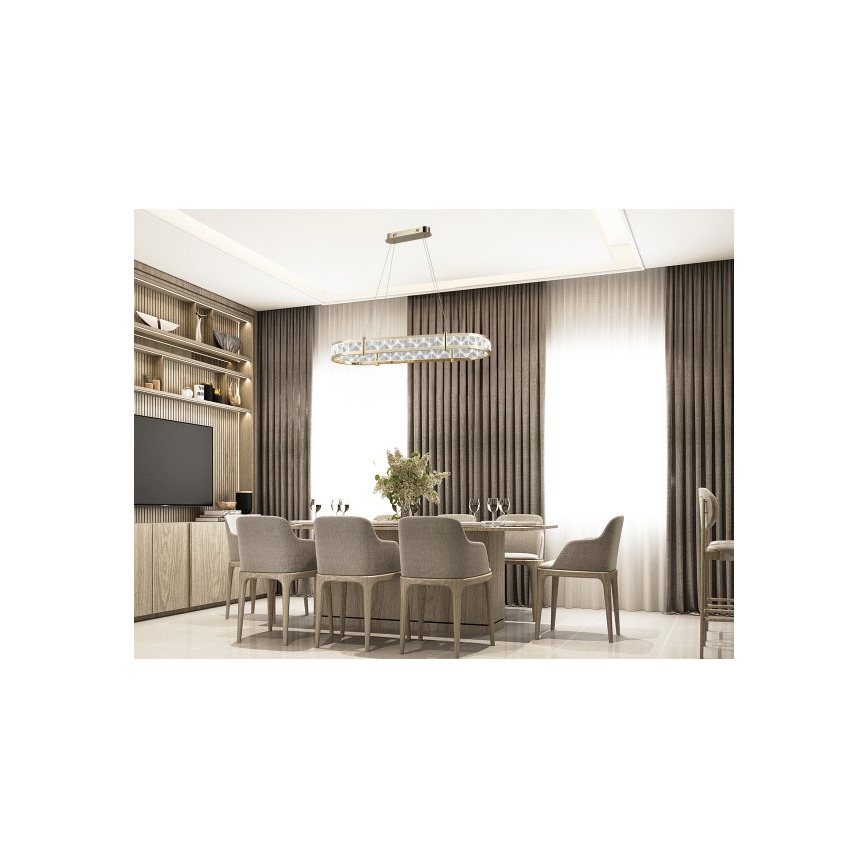 Диммируемая светодиодная хрустальная люстра на тросе ENRIQUE LED/50W//230V 3000-6000K + пульт дистанционного управления