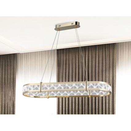 Диммируемая светодиодная хрустальная люстра на тросе ENRIQUE LED/50W//230V 3000-6000K + пульт дистанционного управления